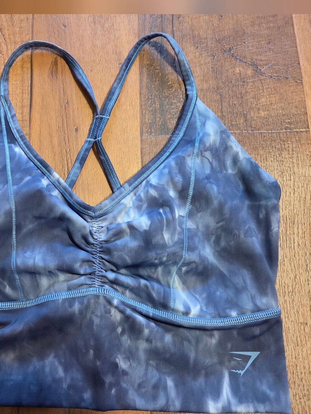 Women’s Gymshark Blue Tie-Dye Longline Sports Top. Sz S - Picture 5 of 6